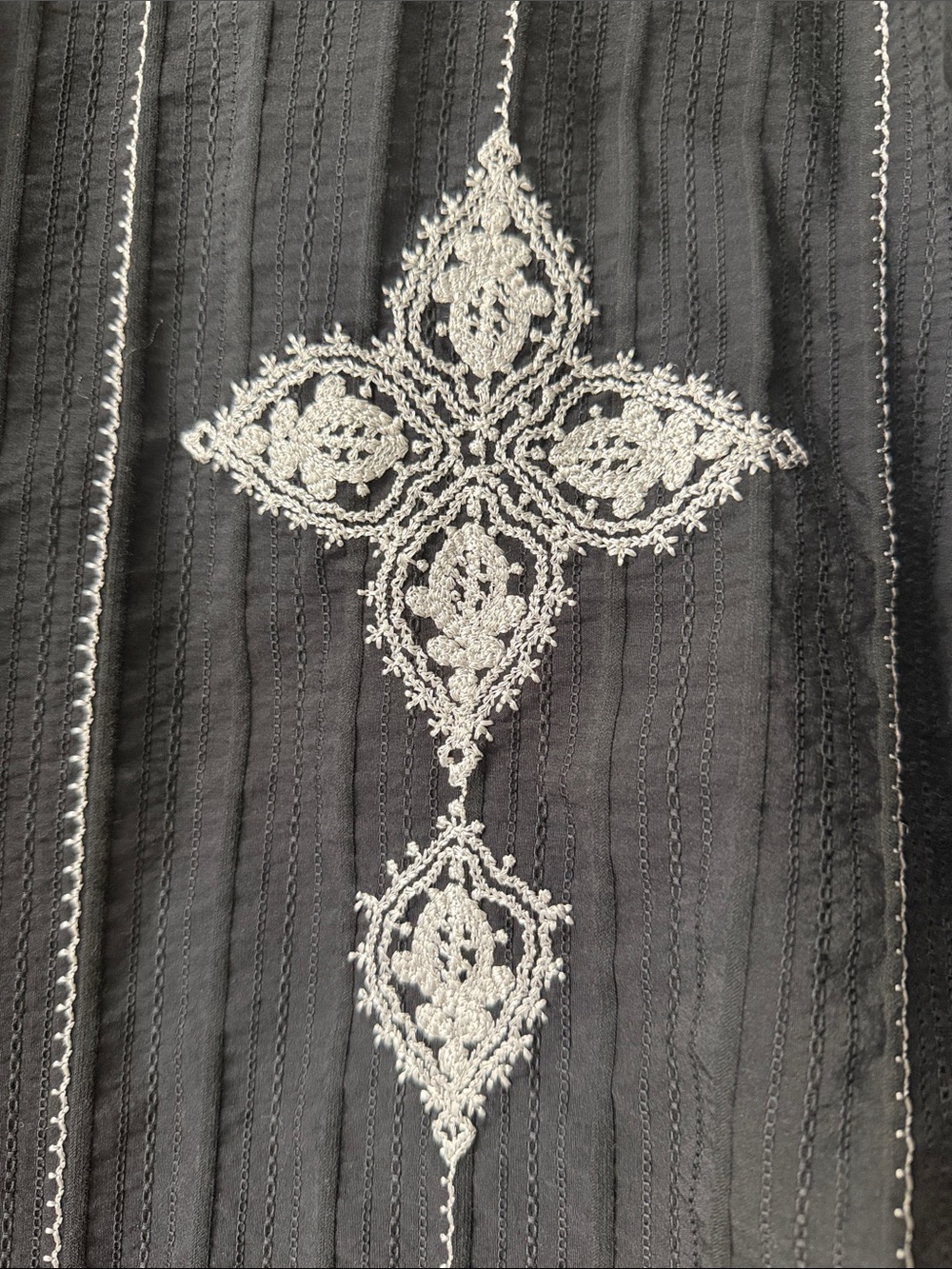 BC Collection Black Embroidered Guayabera Long Sleeve Shirt XXL